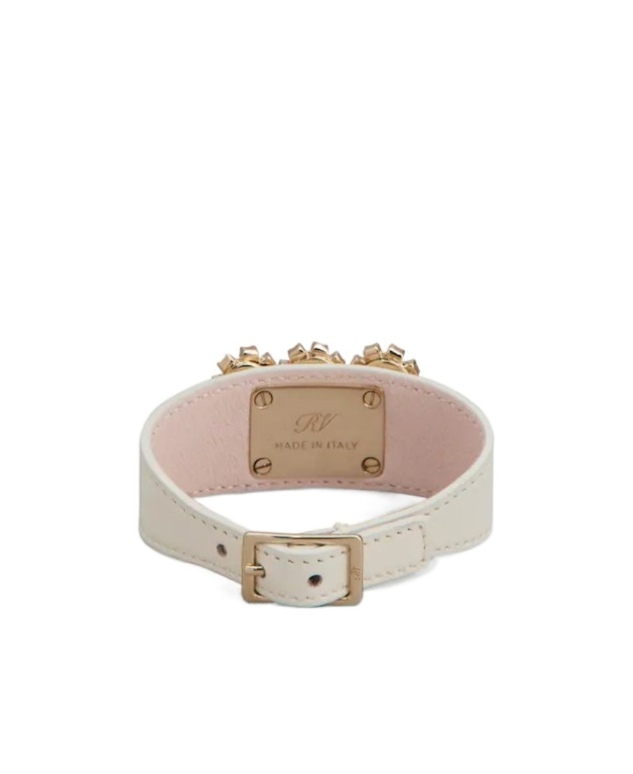 Roger Vivier Flower Strass Buckle Bracelet In White
