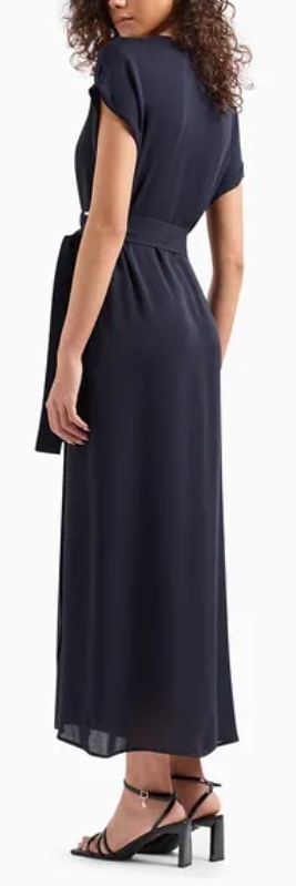 Armani Exchange Crepe Flared Maxi Dress In Black