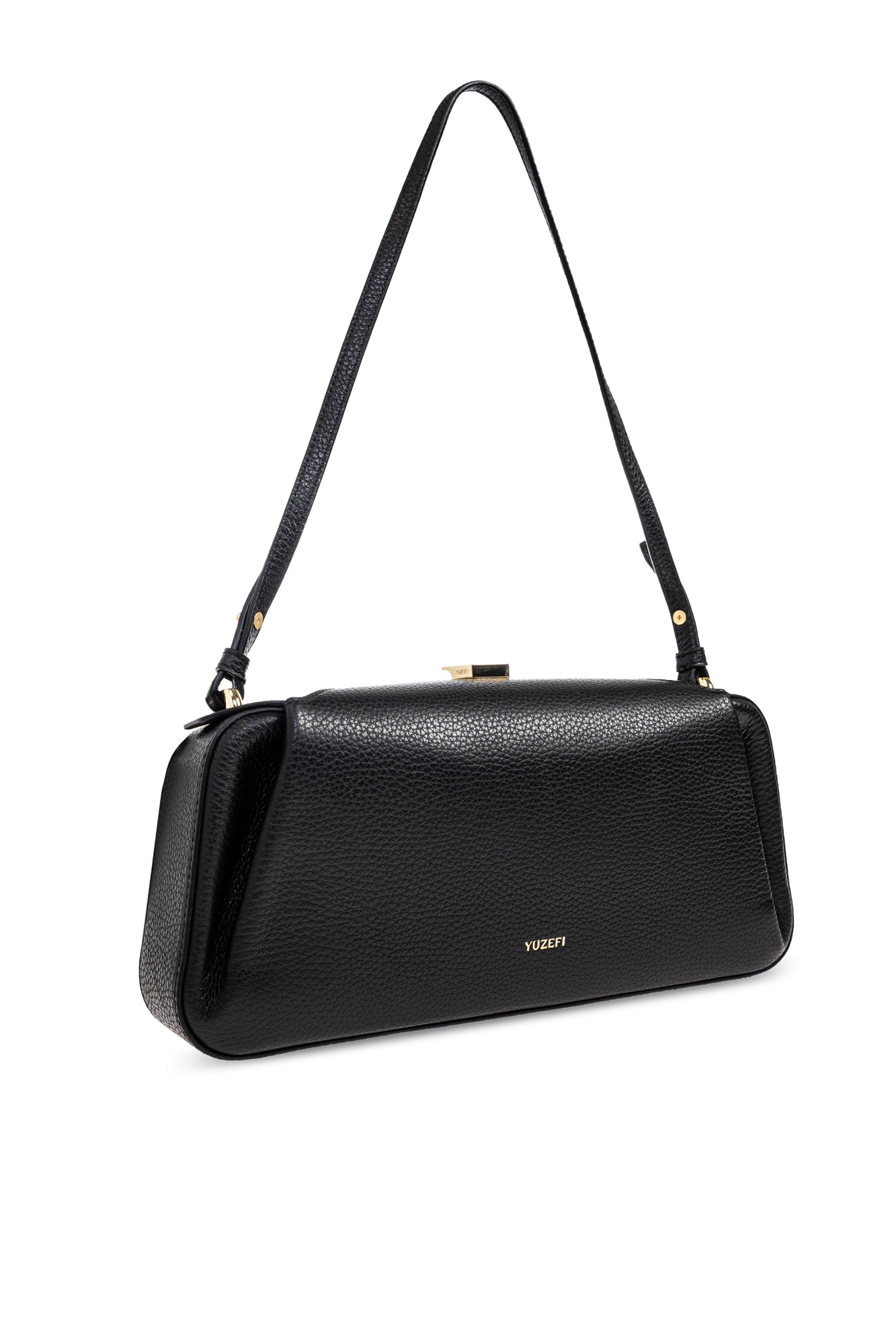 Yuzefi Oyster Pebbled Leather Shoulder Bag In Black
