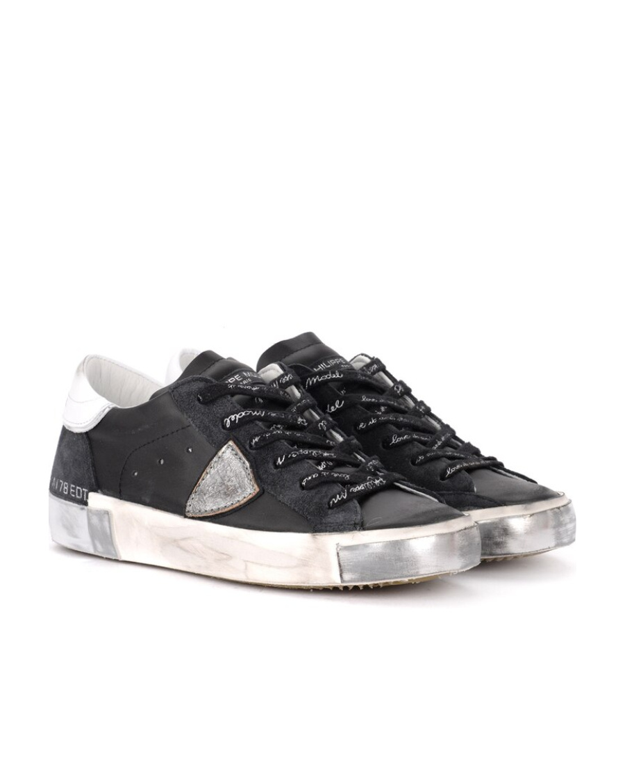 Philippe Model Logo-patch Lace-up Low-top Sneakers In Black