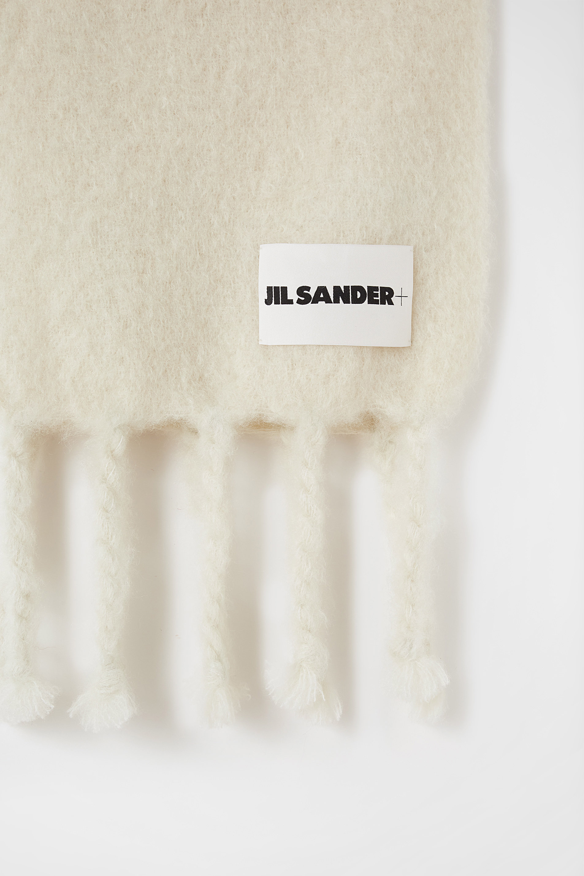 Jil Sander Logo-patch Chunky-knit Scarf In White