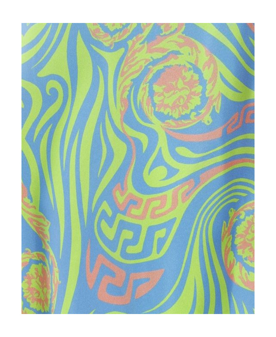 Versace Medusa Music Print Bi-colour Silk Shorts In Pink