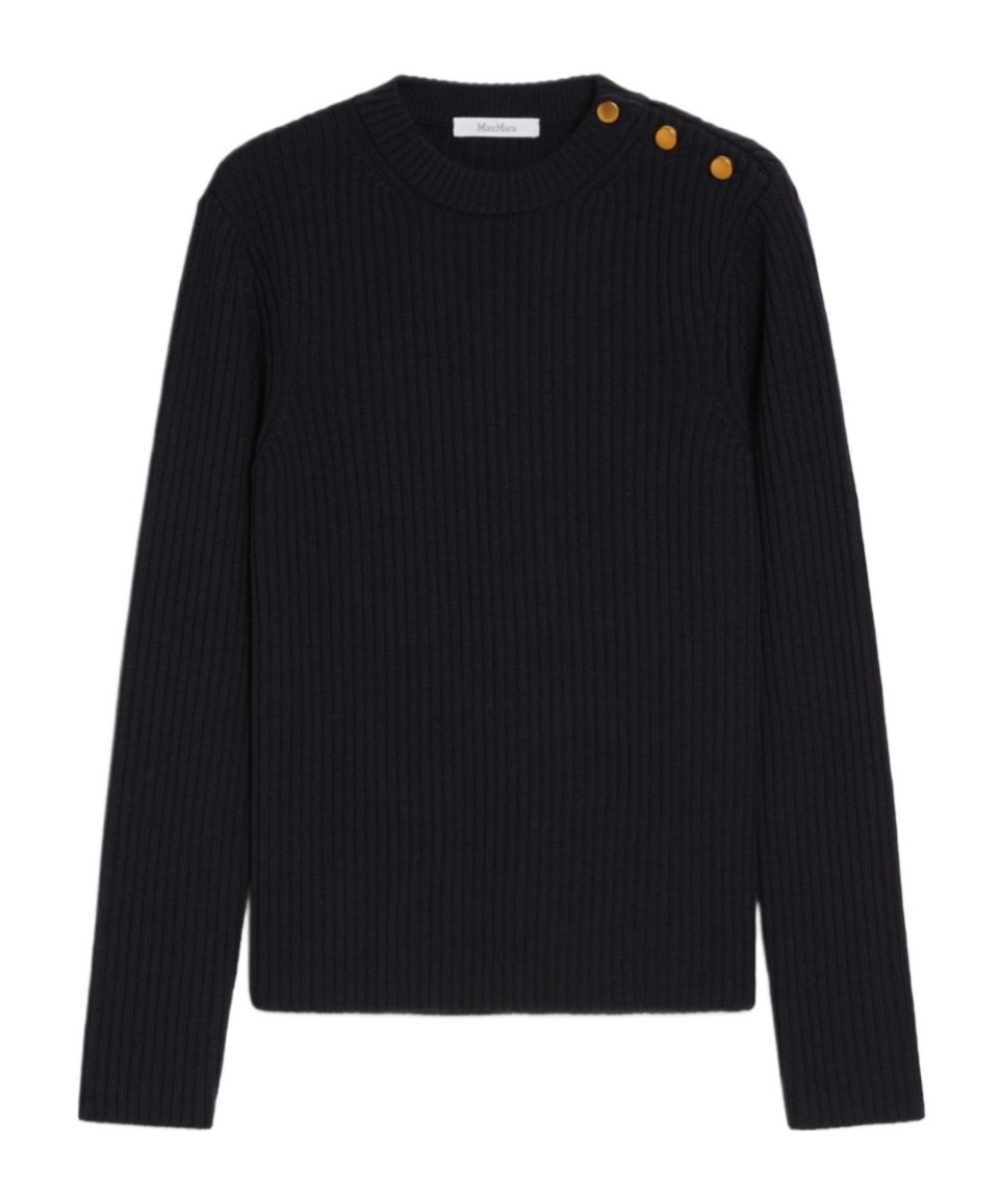 Max Mara Long-sleeved Wool Pullover In Black