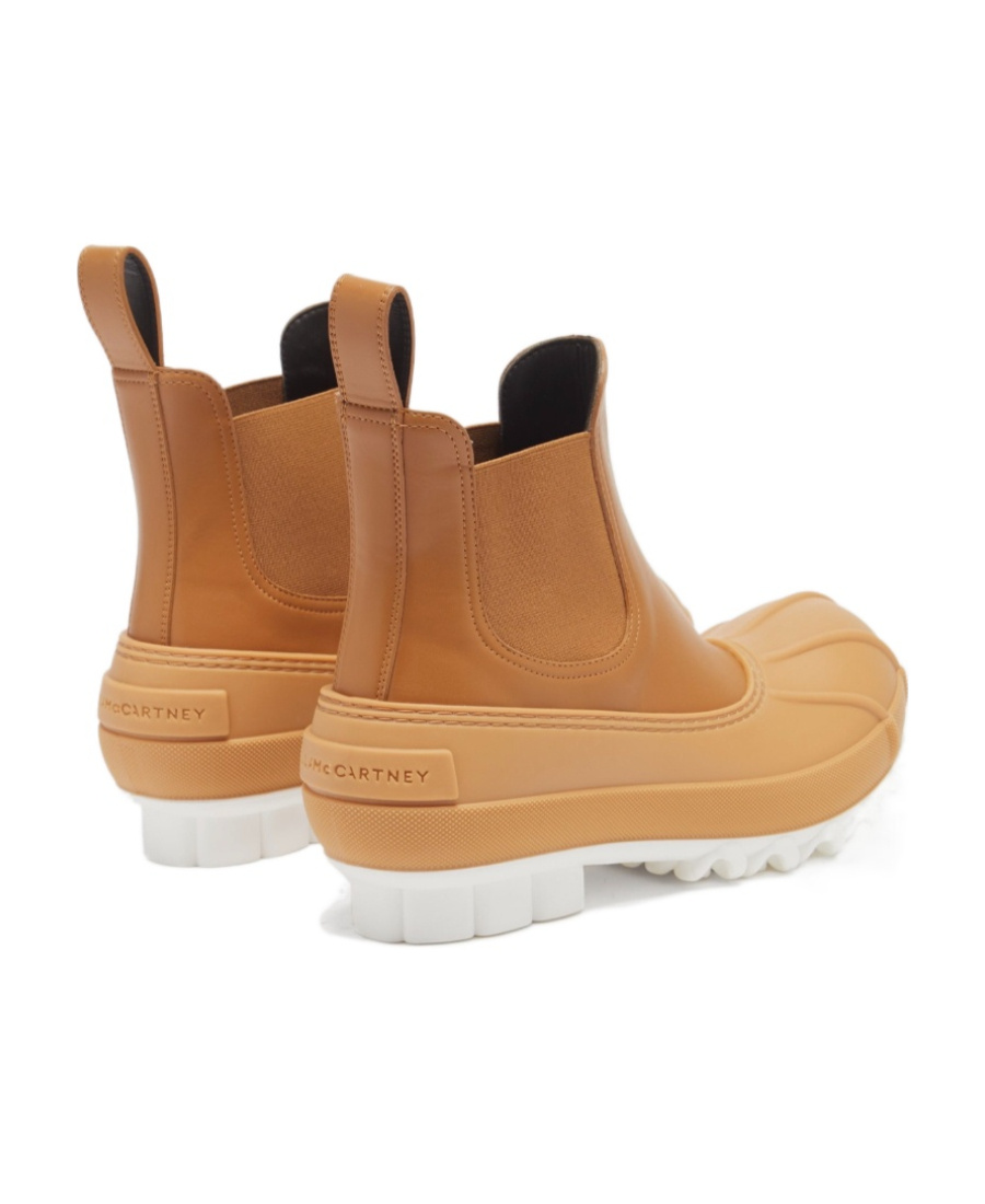 Stella Mccartney Duck Rubber-trimmed Vegetarian Leather Chelsea Boots In Nude