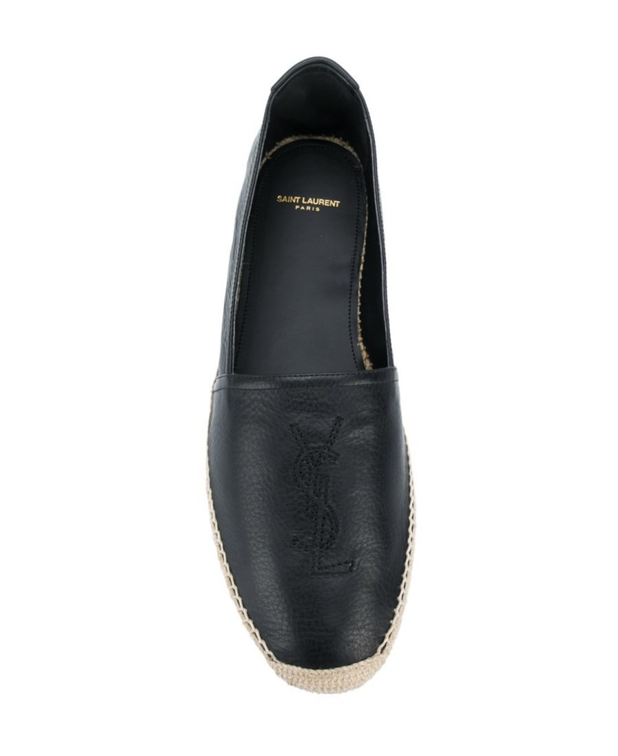 Saint Laurent Logo Espadrilles In Black In Black