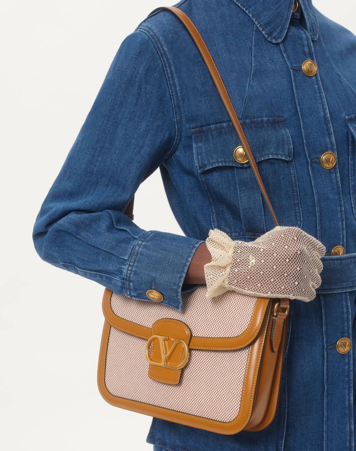 Valentino Garavani Women Solid Sahariana In Denim In Blue