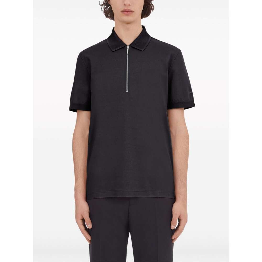 Ferragamo Poloshirt Mit Logo-stickerei In Black