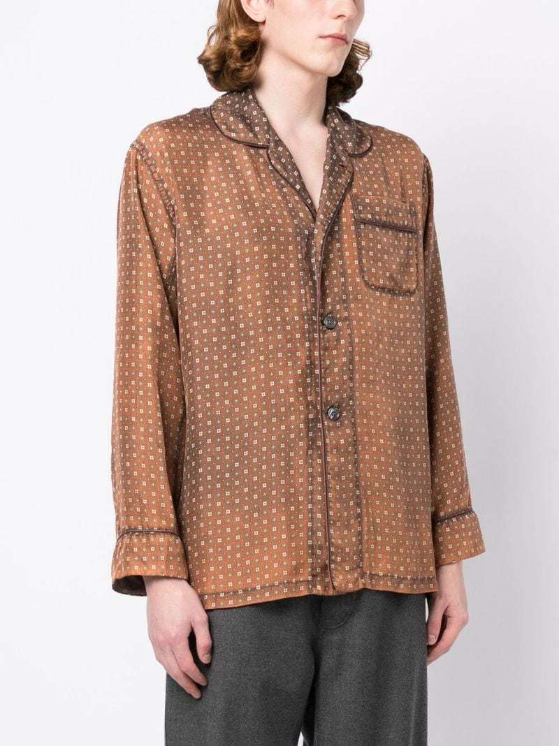 Maison Margiela Tie Print Shirt In Brown