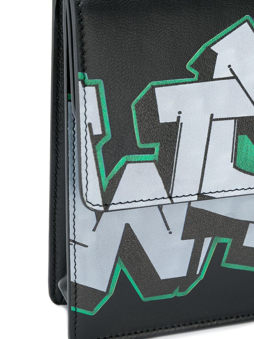 Off-white Jitney Graffiti Pattern Satchel Bag In Green