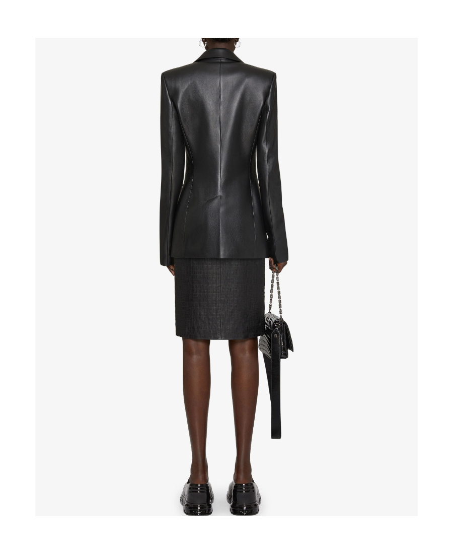 Givenchy Single-breasted Open Leather Jacket In Black