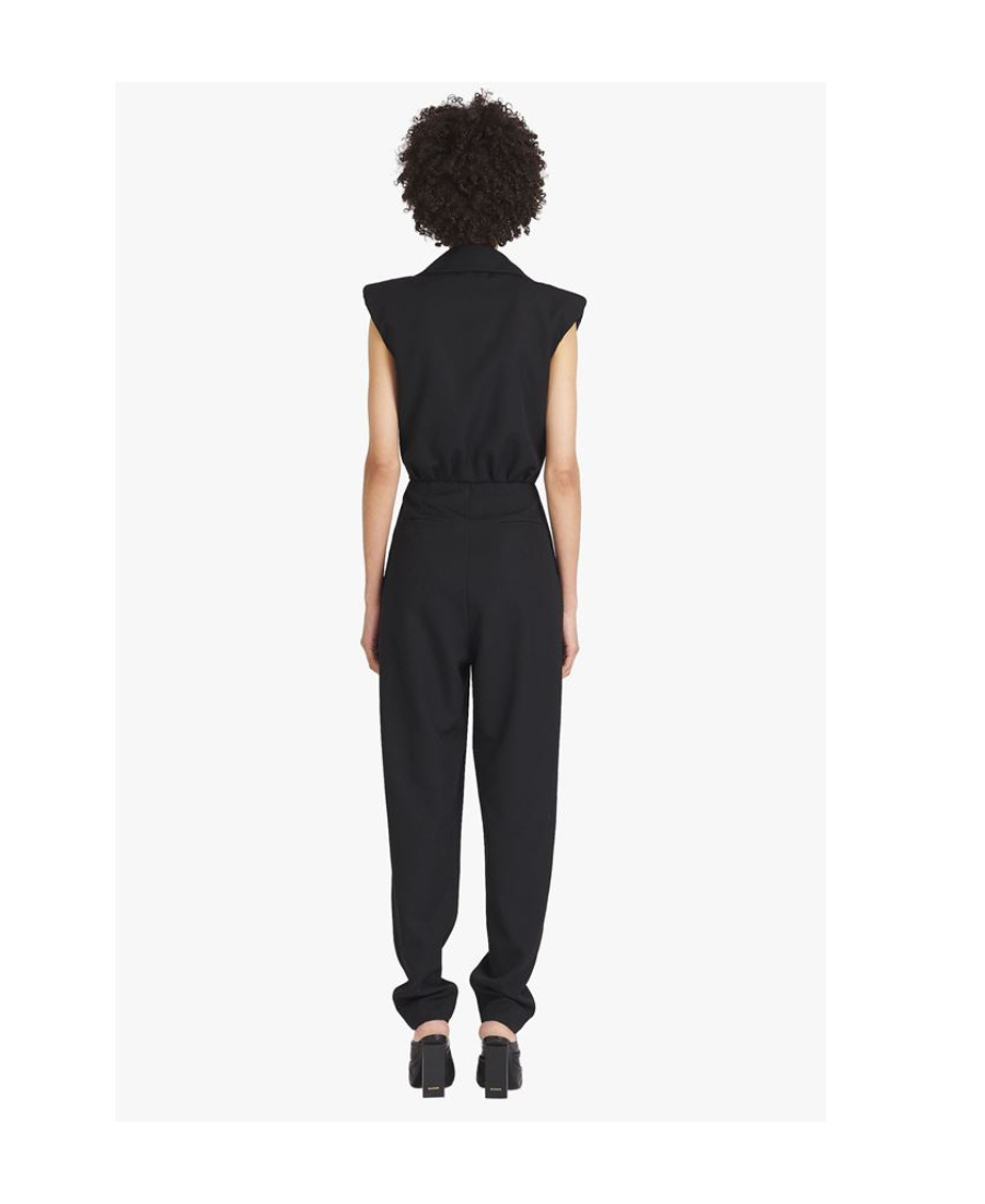 Balmain Black Wool Jumpsuit In Black