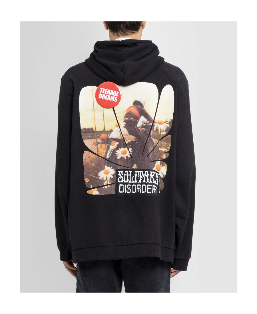Raf Simons Teenage Dreams Zipped Hoodie In Black
