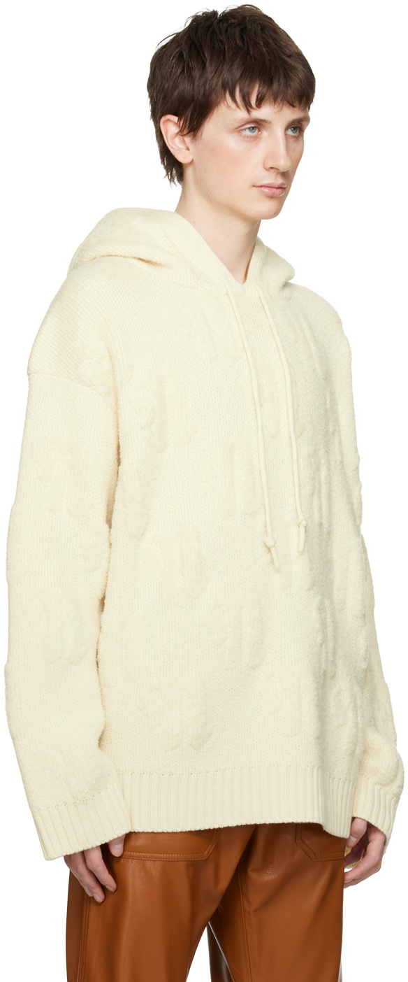 Nanushka Knitted Pullover Hoodie In White