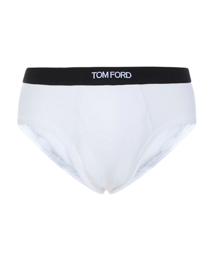 Tom Ford Mens White Branded-waistband Fitted Pack Of Two Stretch-cotton Briefs L In White