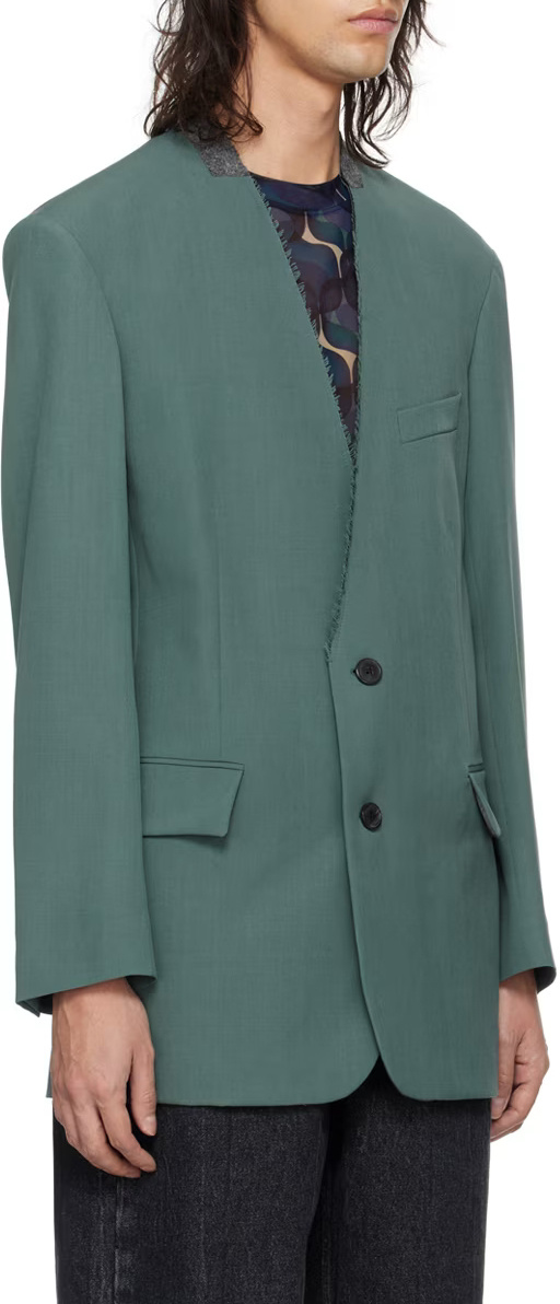 Dries Van Noten Single-row Suit Coat In Green