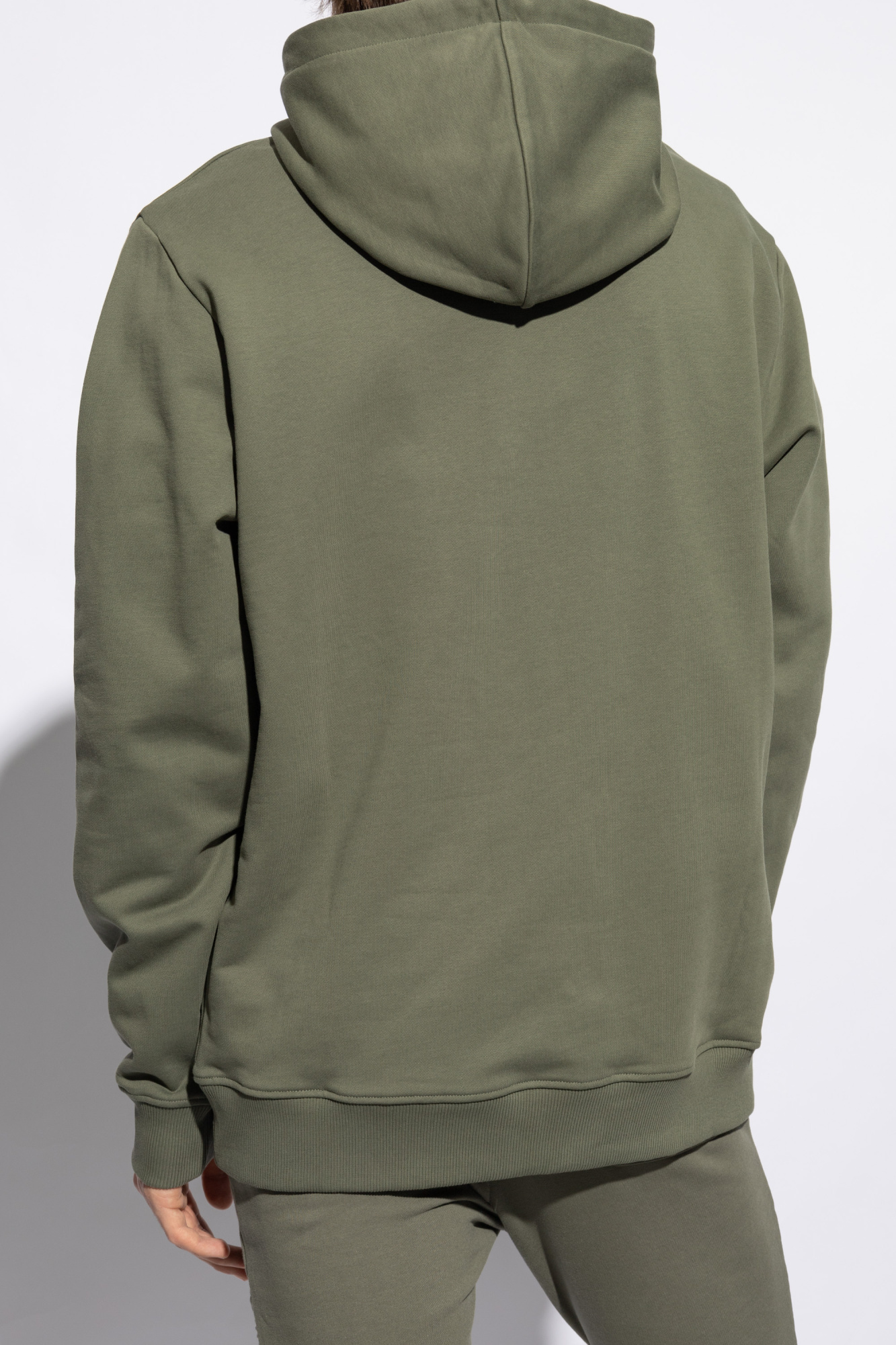 Balmain Logo-embroidered Drawstring Hoodie In Green