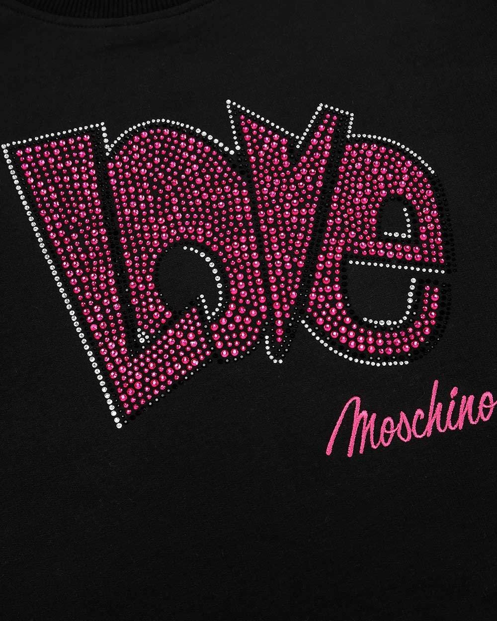 MOSCHINO PRINTED ROUND-NECK LONG-SLEEVED DRESS