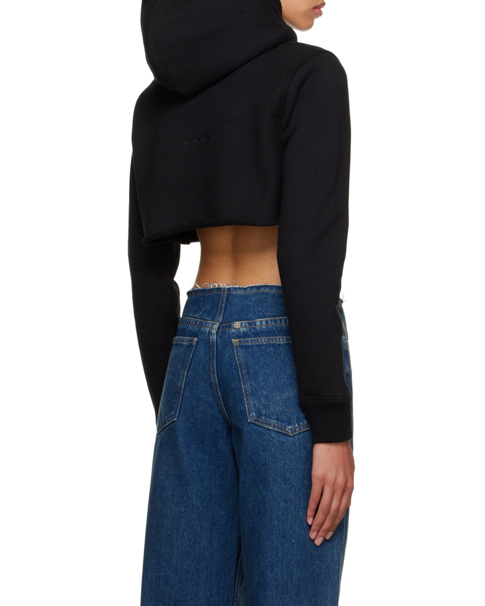 Givenchy Cropped Hoodie In Cotton In Blue