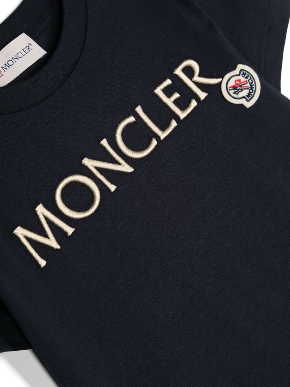 Moncler Logo-embroidered Cotton T-shirt In Blue