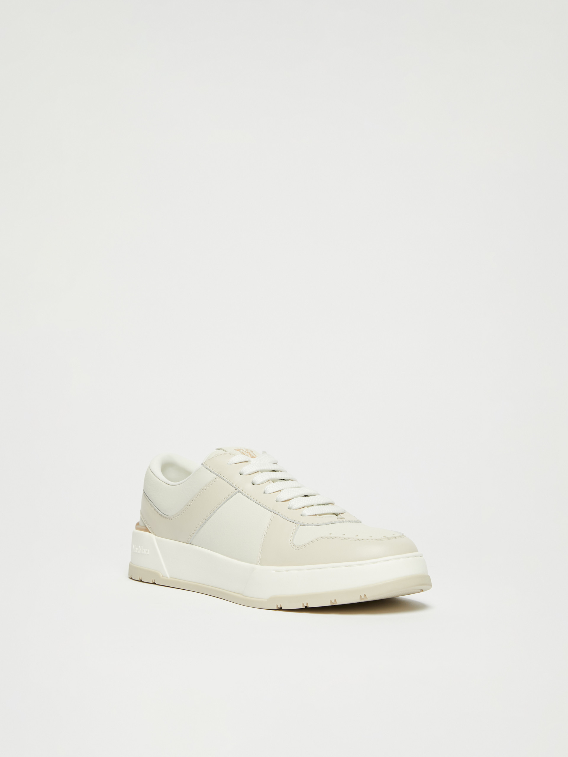Max Mara Leather Sneakers In Neutral
