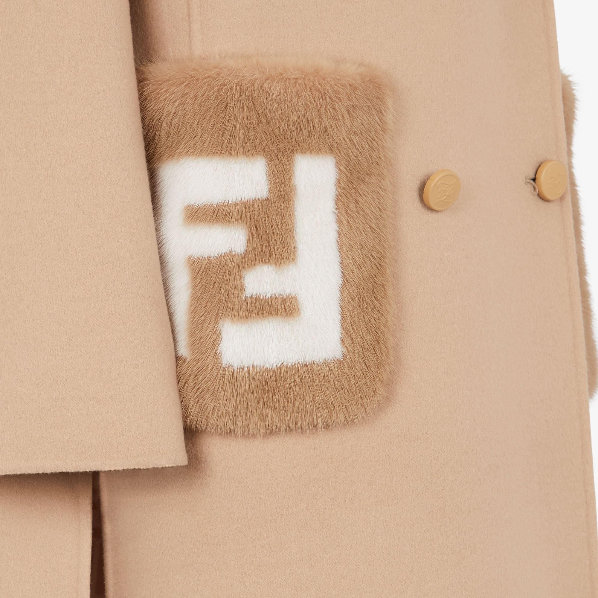 Fendi Double-breasted Long Coat In Beige | ModeSens