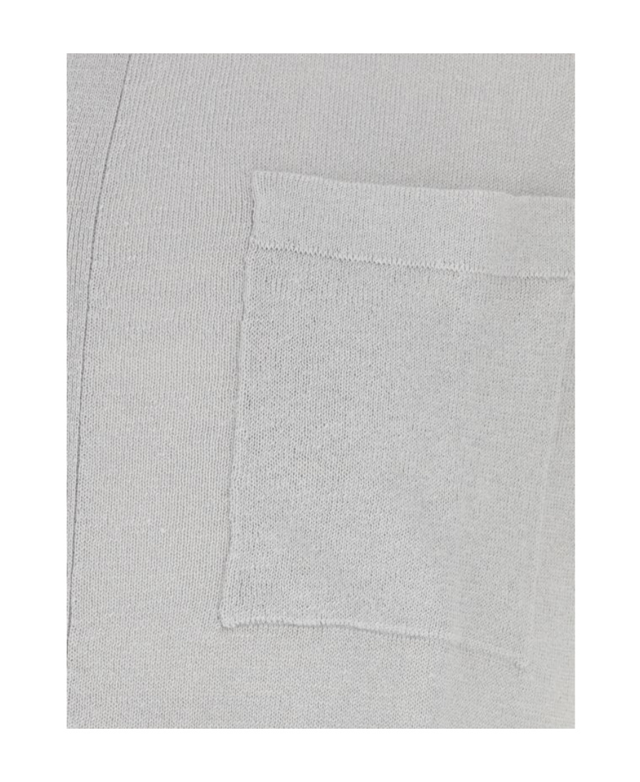 Fedeli Cardigan Linen Blend Chest Pocket In White