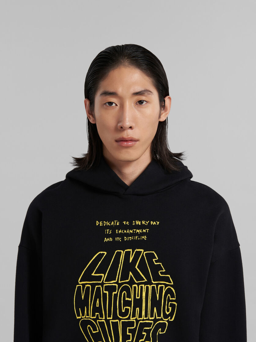 Marni Slogan-print Cotton Hoodie In Black