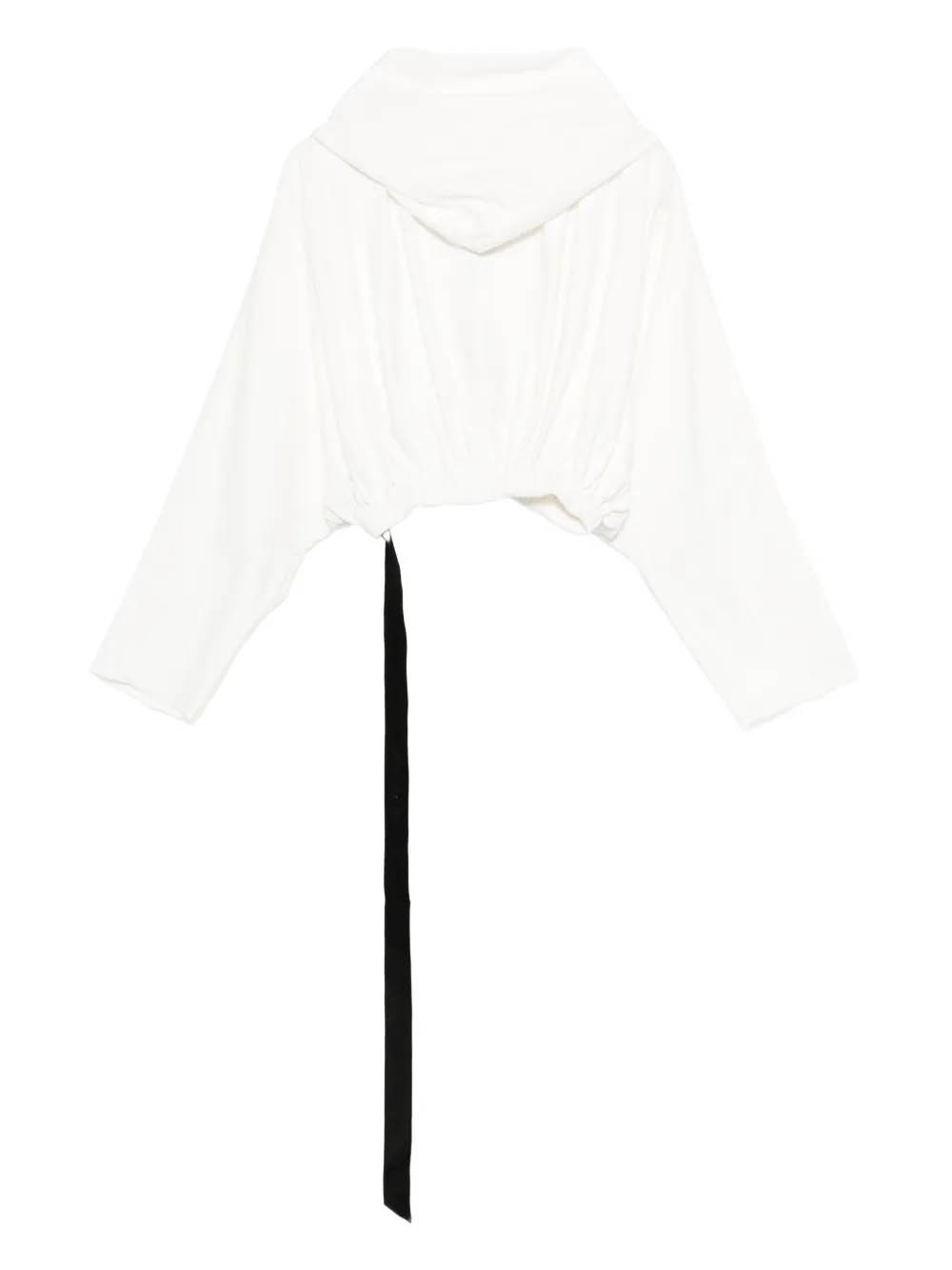Rick Owens Drkshdw Hooded Cropped Long Sleeve Tunic In White