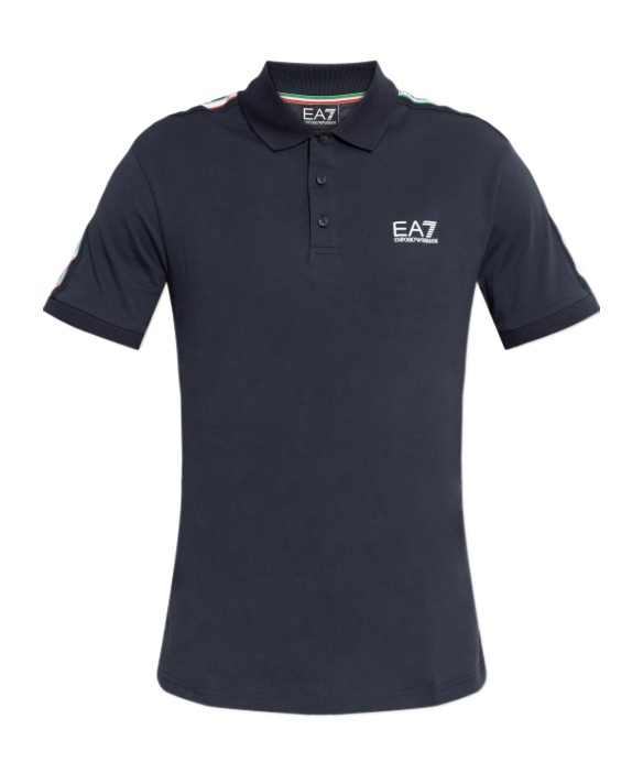 Ea7 Emporio Armani Logo Printed Polo Shirt In Black