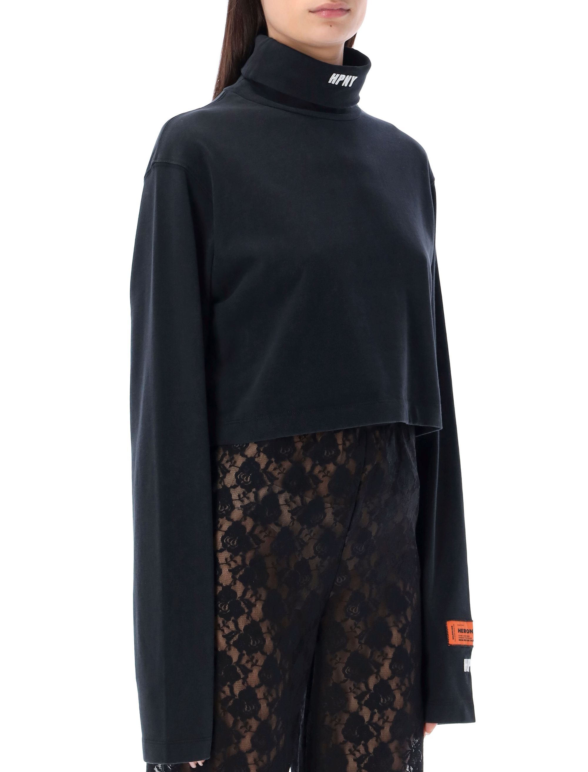 Heron Preston Hpny Crop Ls Rollneck In Black