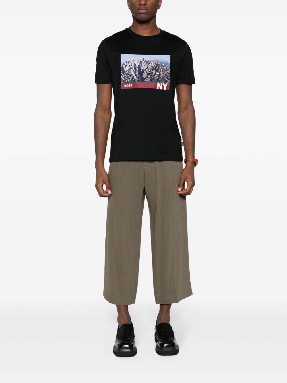 Hugo Boss Graphic-print Cotton T-shirt In Black