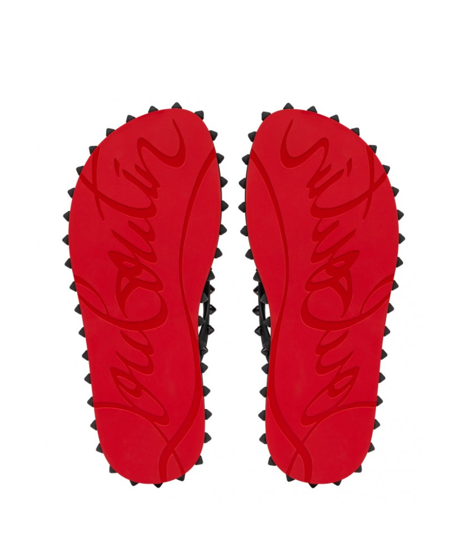 Shop Christian Louboutin Super Loubi Spike-embellished Flip-flops In Black