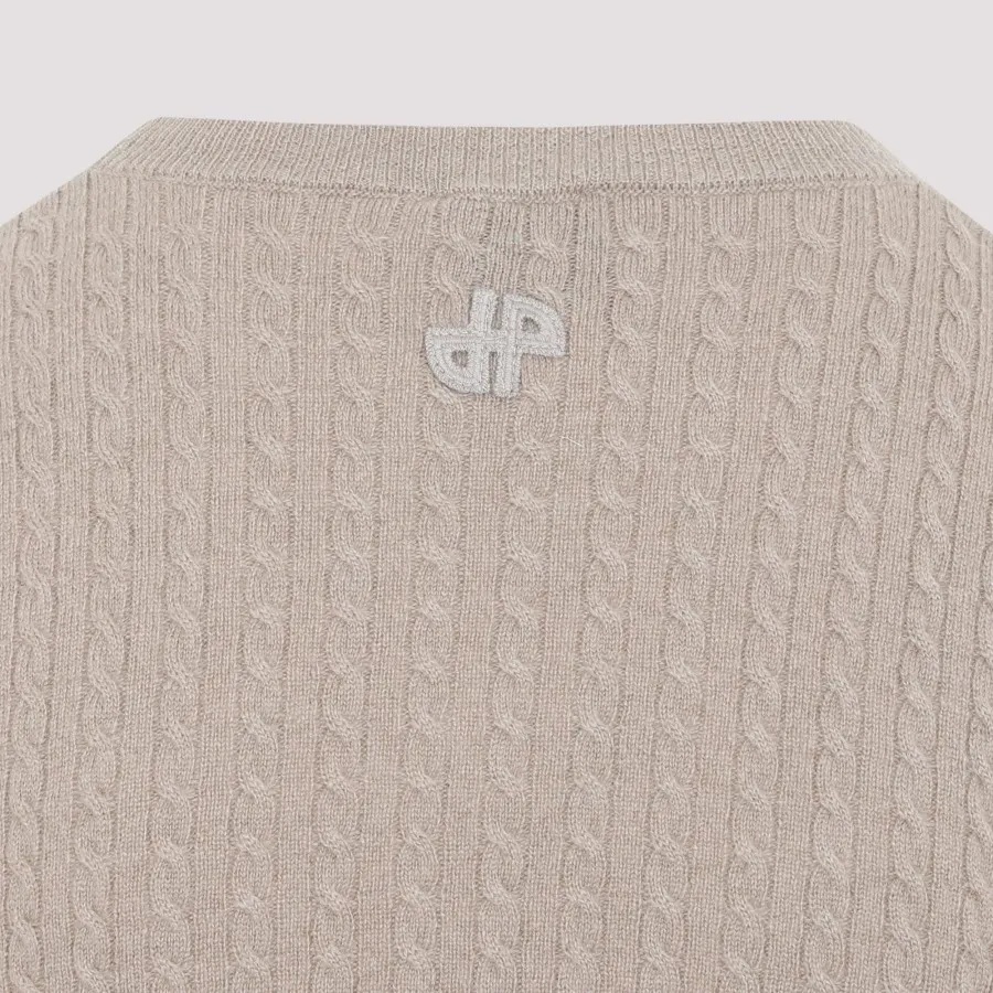 Patou Cable-knit Cropped Sweater In Wool And Cashmere In Neutral