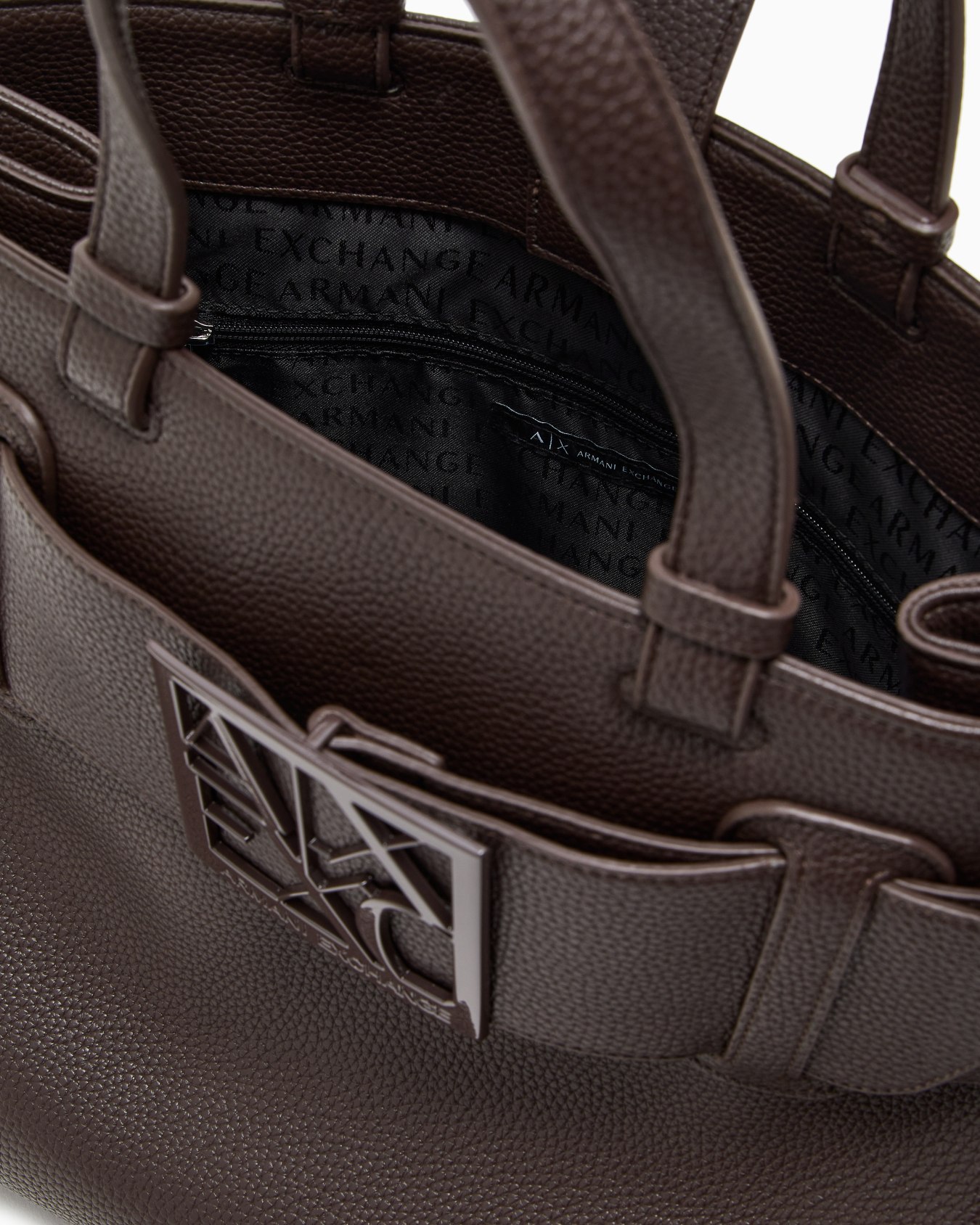Armani Exchange Buckle-detail Tote Bag In Brown