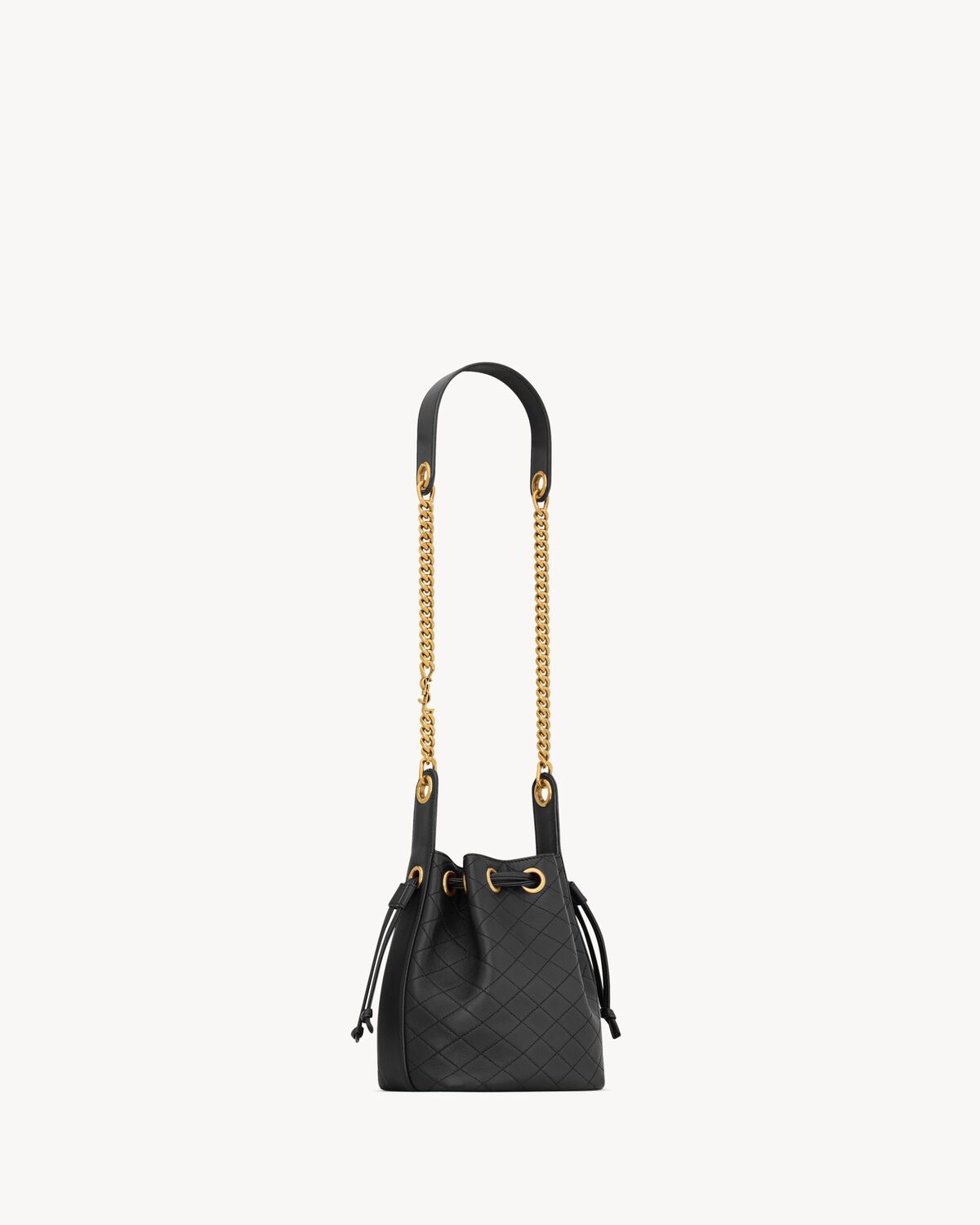 Saint Laurent Cassandre Bucket Bag In Lambskin In Black