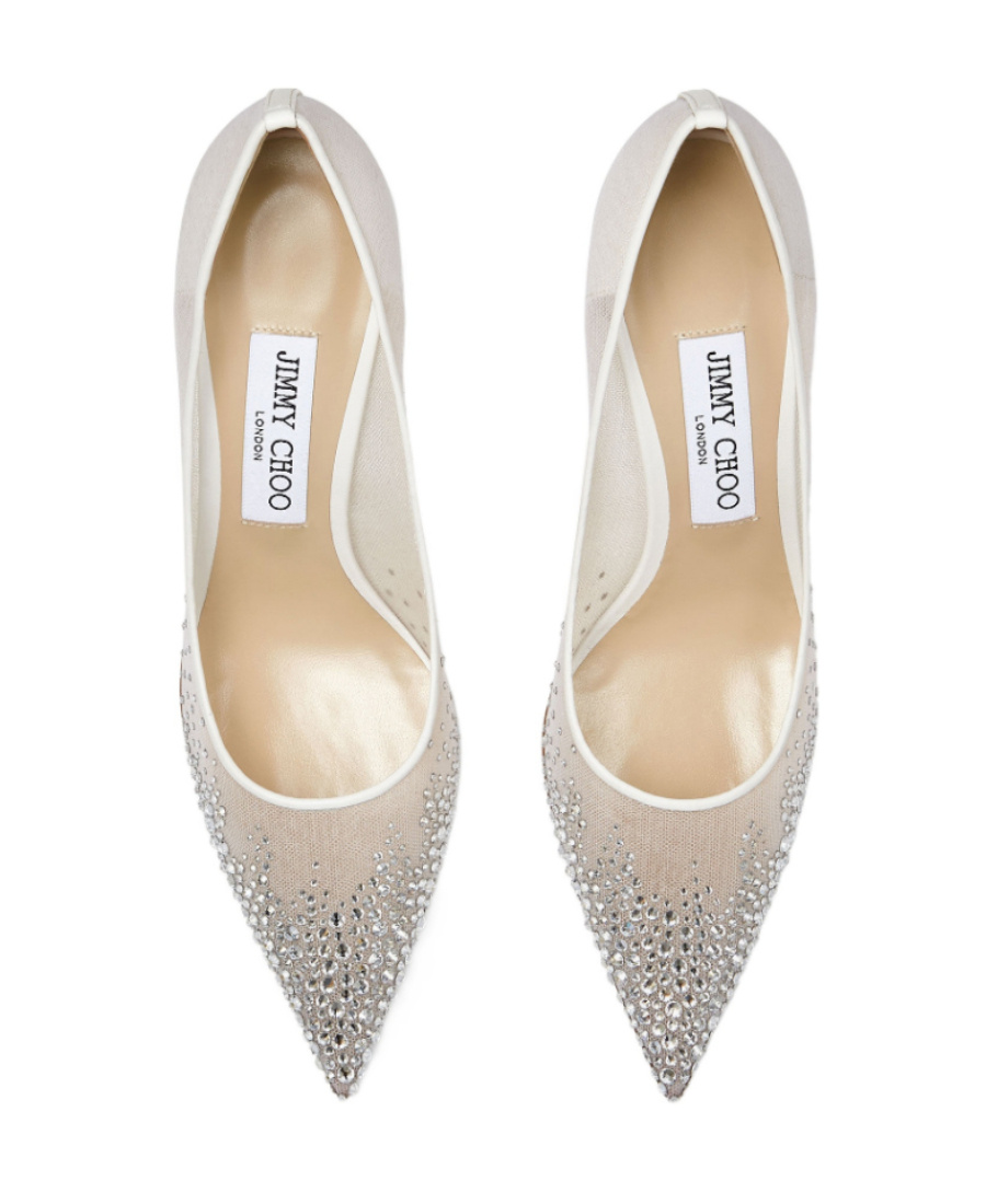 Jimmy Choo 85mm Love Embellished Tulle Pumps In White