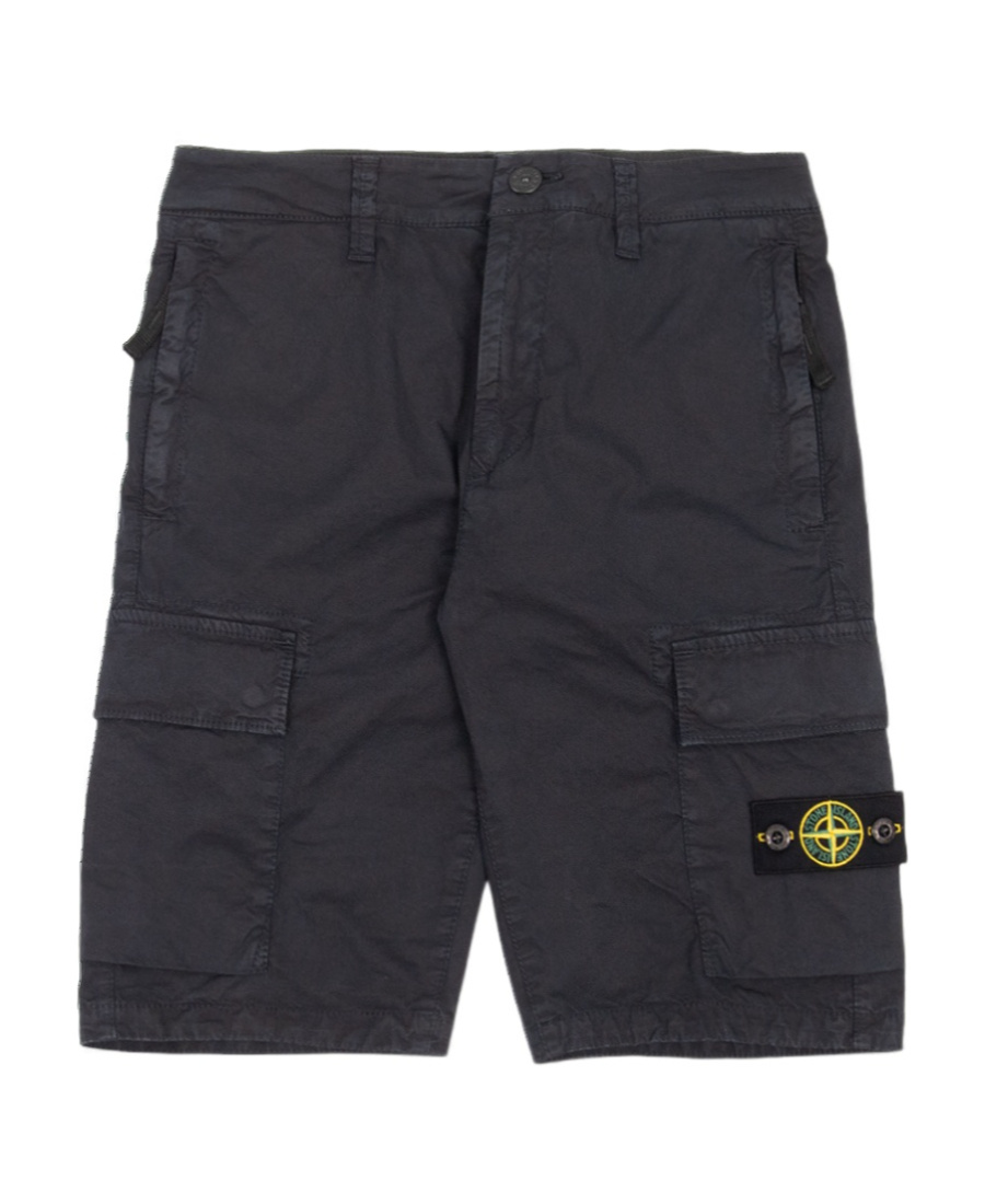 Stone Island Compass-patch Cargo Shorts In Blue