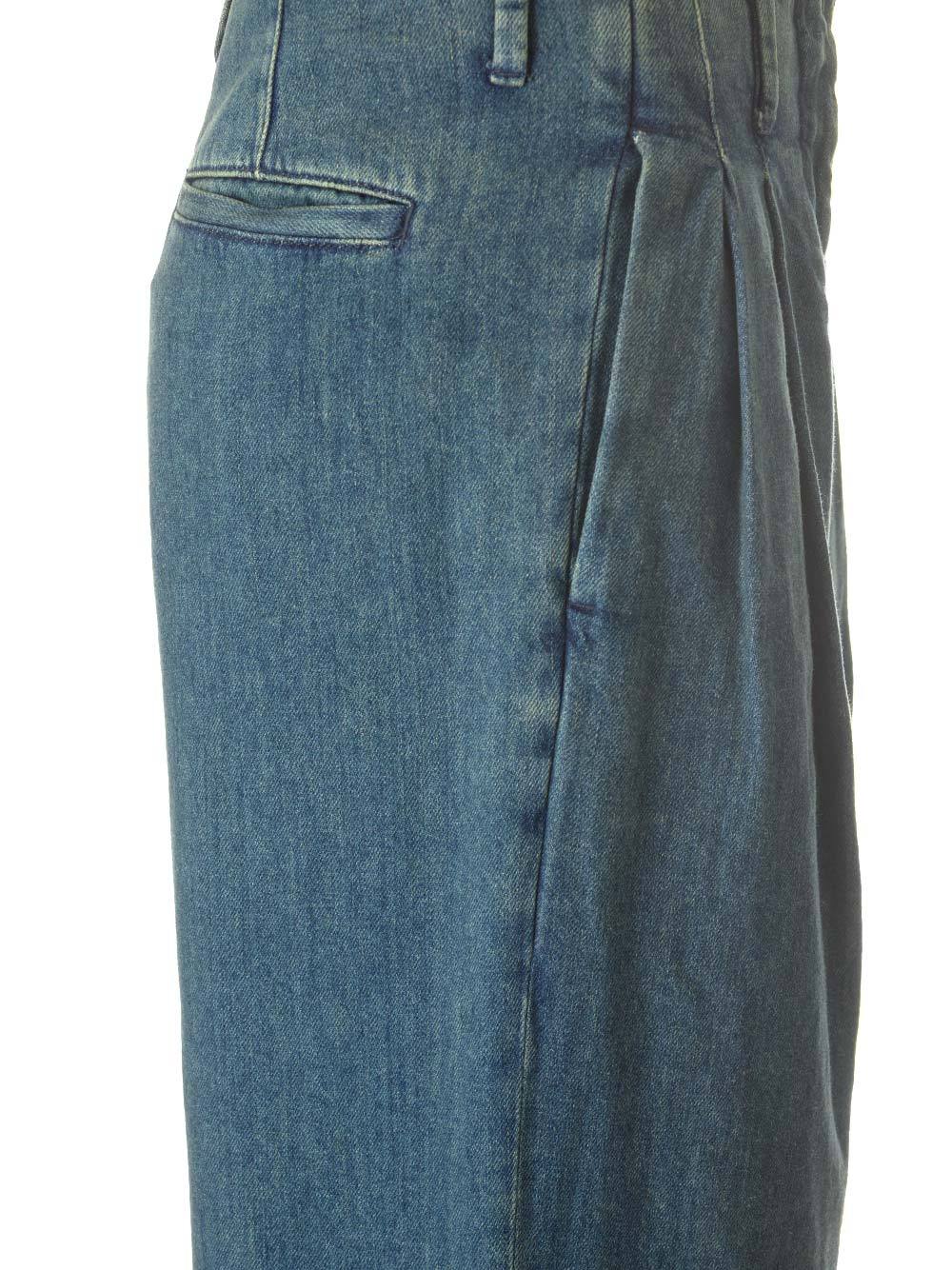 Shop Golden Goose Womens Blue Cotton Pleated Pants