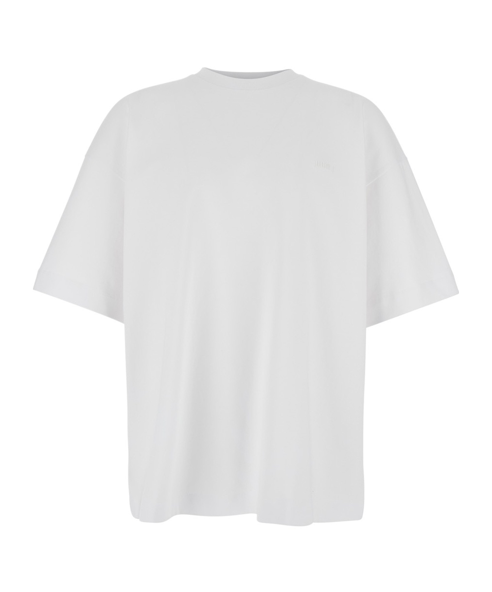 Juunj White T-shirt With Tone-on-tone Logo Embroidered On The Front In White
