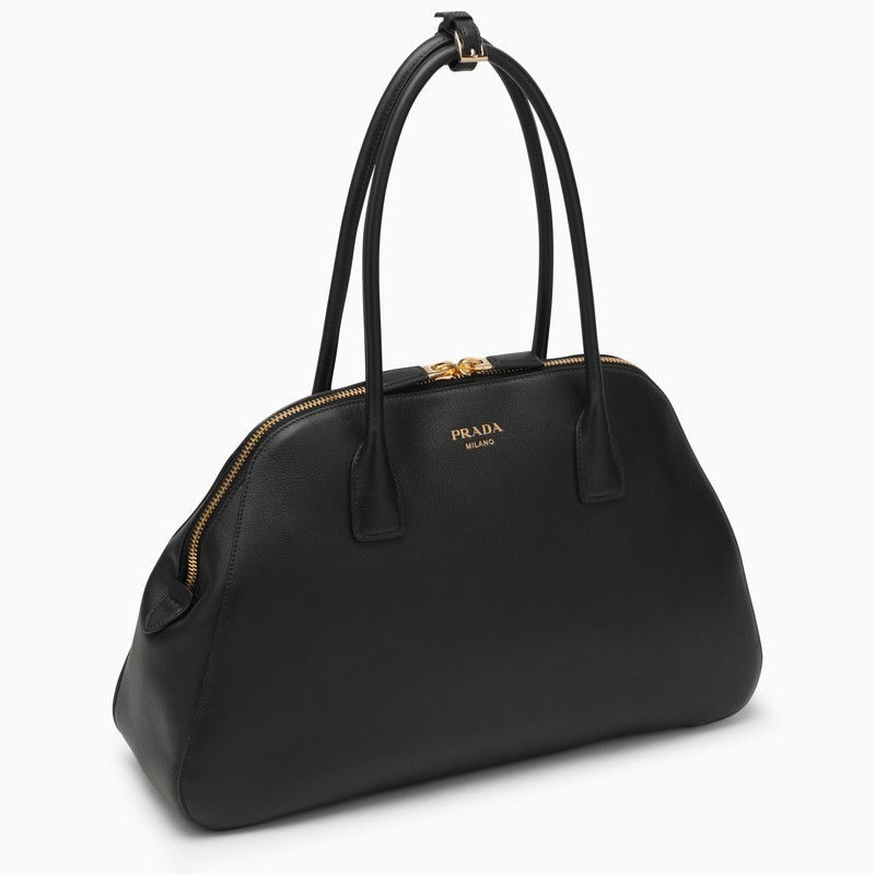 Prada Women's Large Leather Shopping Bag In Black