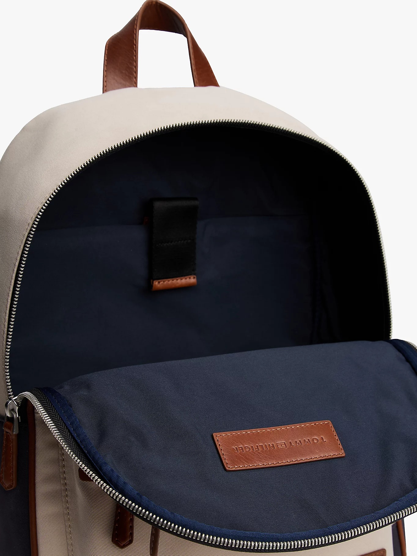 Shop Tommy Hilfiger Casual Logo Patch Backpack In Classic Beige