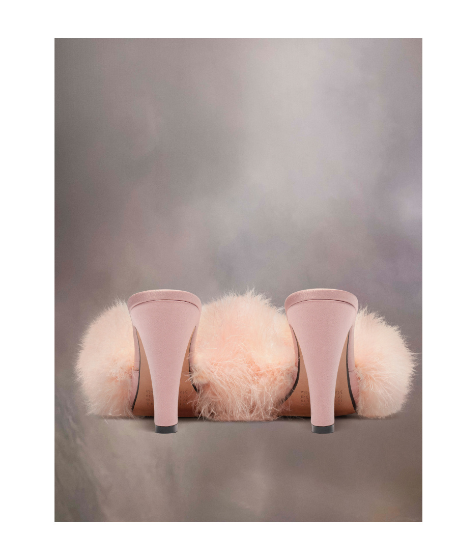Maison Margiela 90mm Feather-embellished Mules In Nude