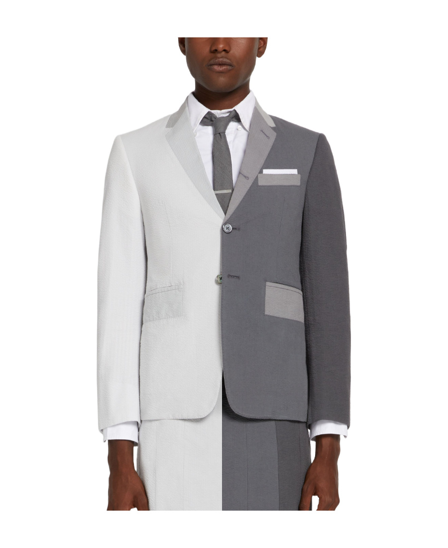 Thom Browne Gradient Colour-block Trompe L'oeil-effect Sport Coat Jacket In White