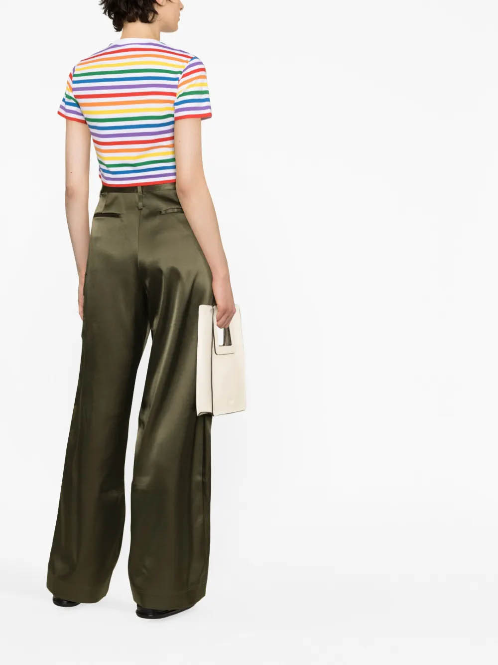 Casablanca Crew Neck Striped Pattern Cropped Length In Multi