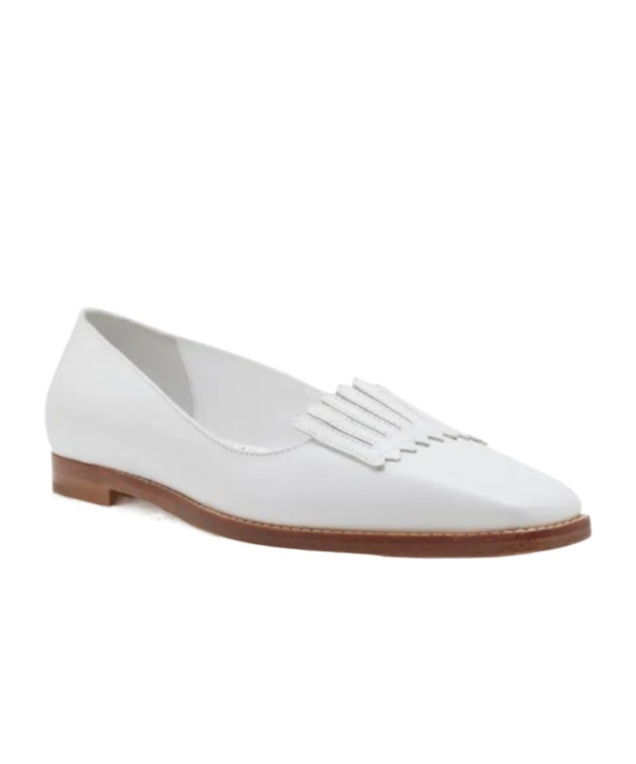 Manolo Blahnik Square Toe Flats In White