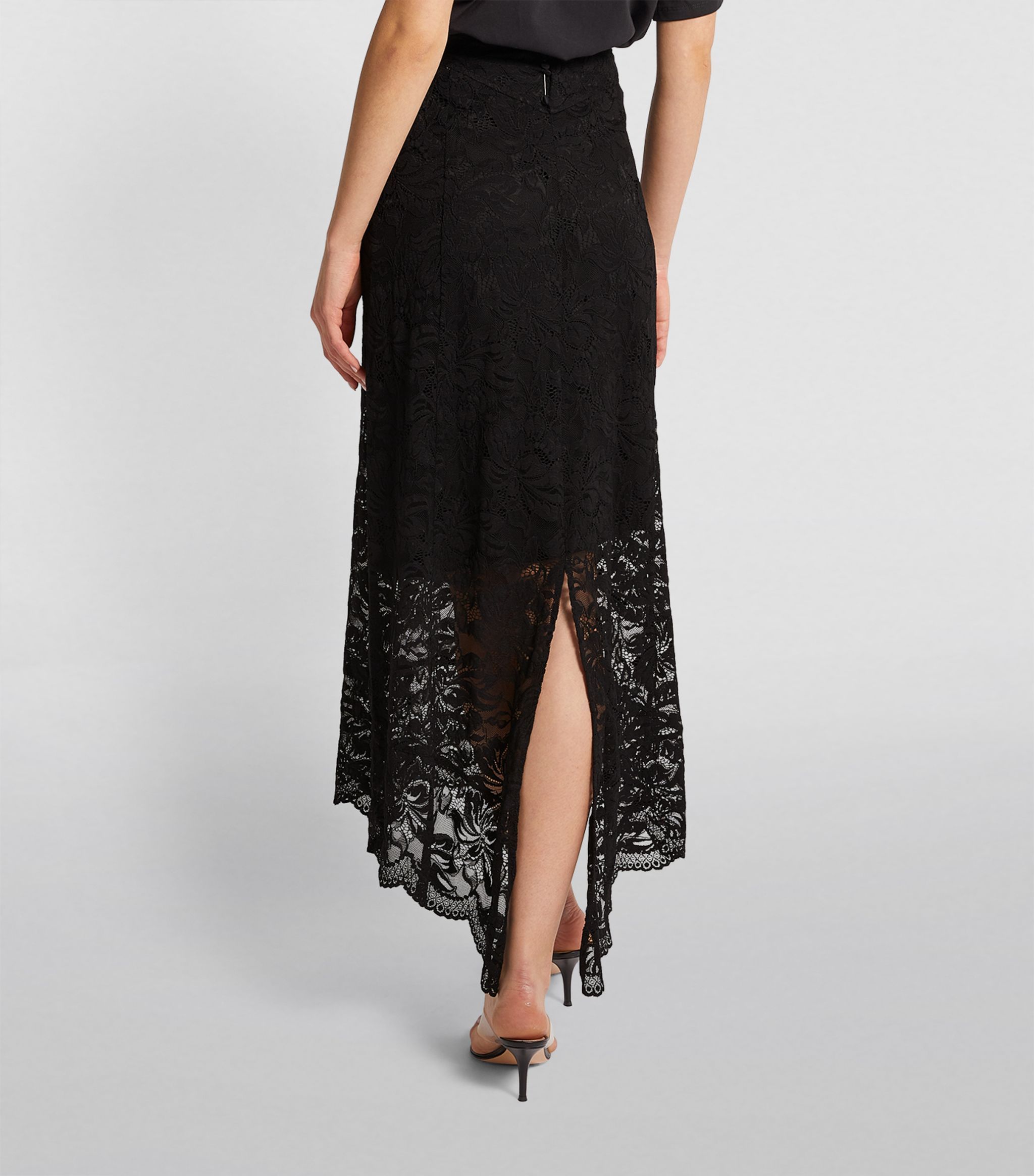 Shop Rabanne Split-hem Lace Midi Skirt In Black