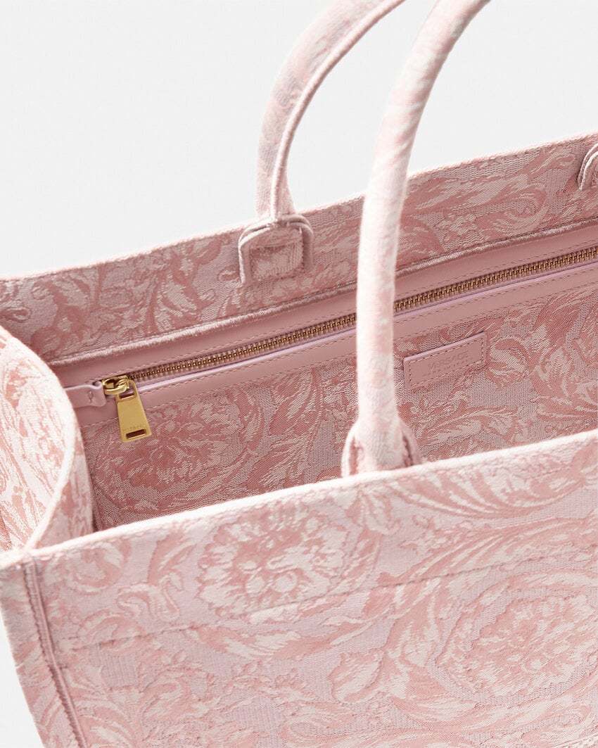 Versace Athena Barocco Jacquard Large Tote Bag In Pink
