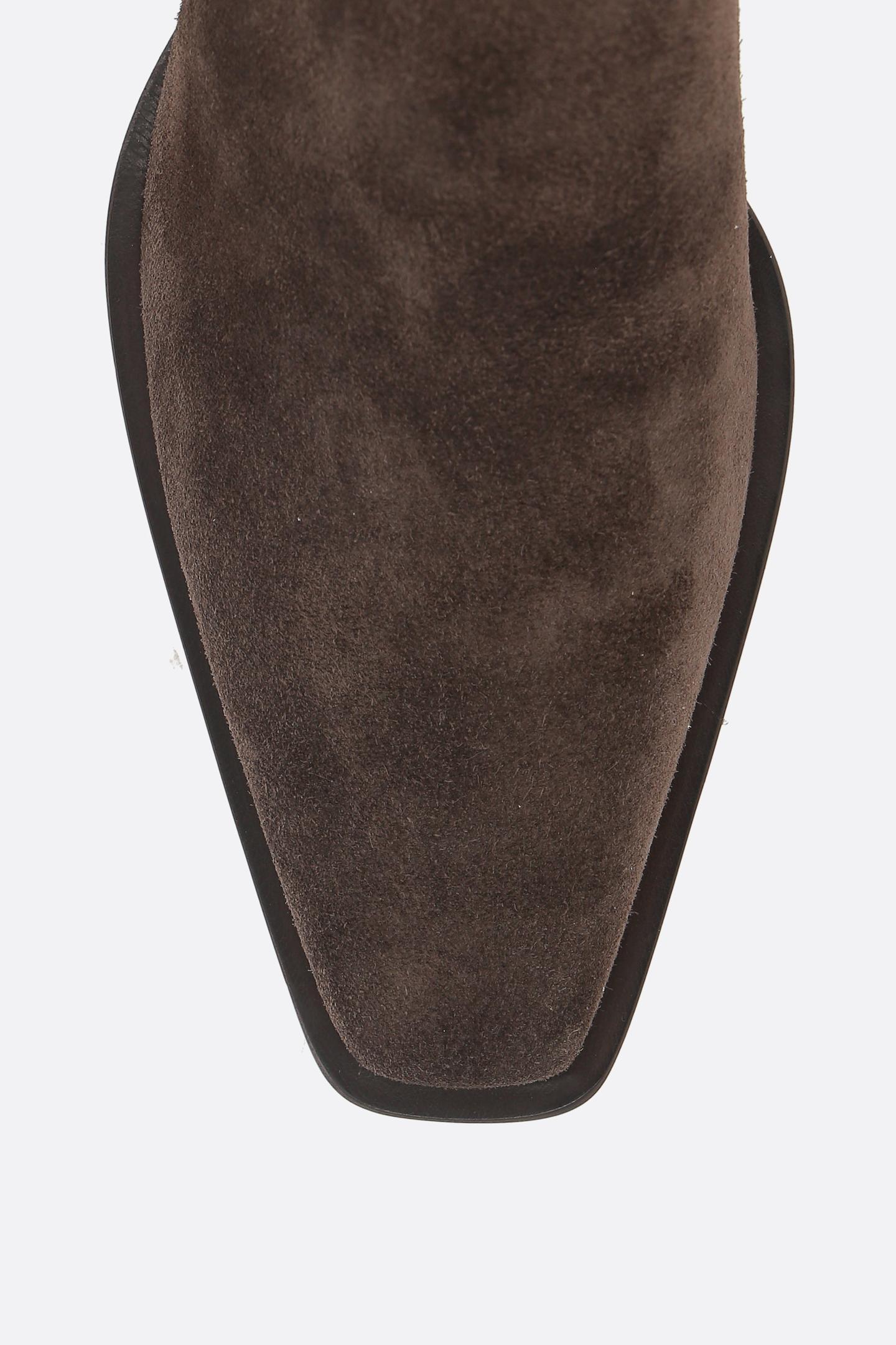 Brunello Cucinelli Square Toe Ankle Boots In Black