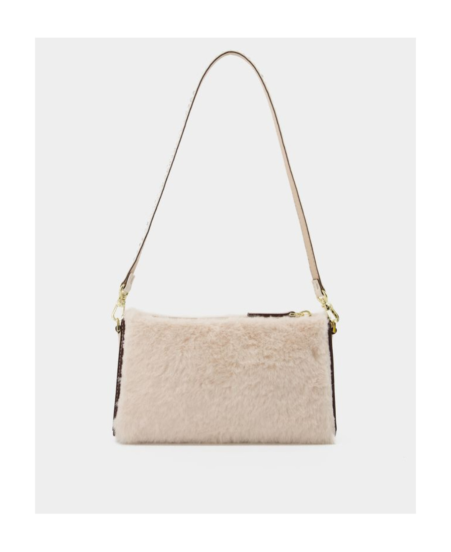 Manu Atelier Mini Artificial Fur Shoulder Bag In Nude