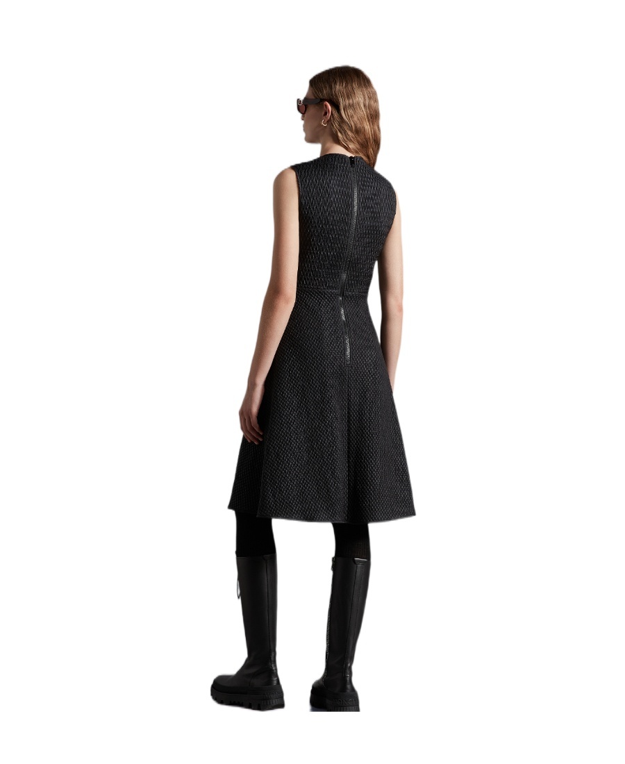 Moncler Quilted Sleeveless Flared Dress In Black